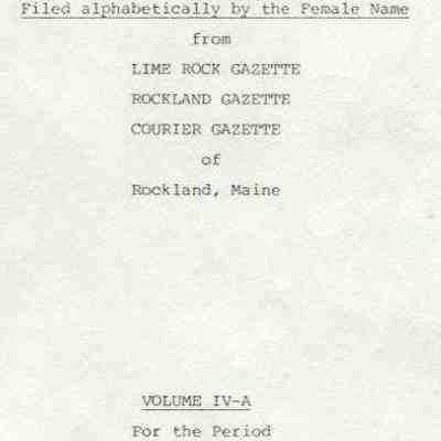 Marriages from Lime Rock Gazette, Rockland Gazette, Courier Gazette of Rockland, Maine.