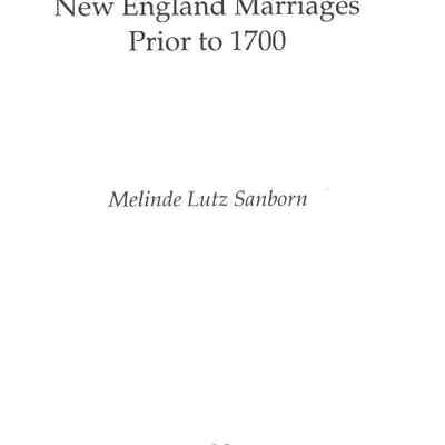 Supplement to Torrey's New England Marriages Prior to 1700