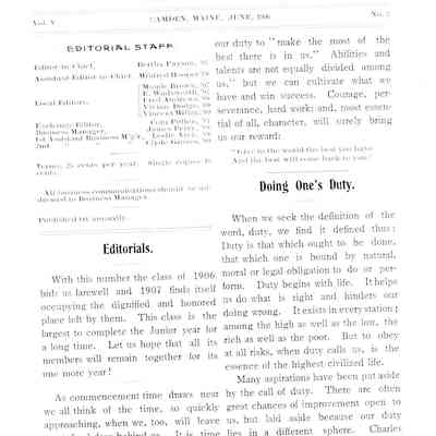 Commencement Number of the Megunticook - June 1906