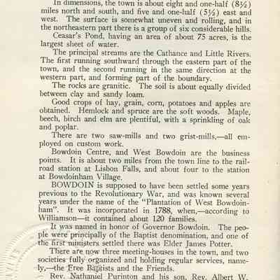 Vital Records of Bowdoin, Maine to the year 1892