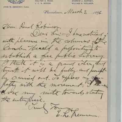 Letter to Reuel Robinson