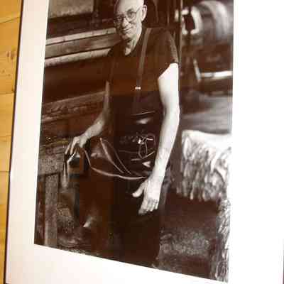 Wellington Dunbar, Jr. at the Camden tannery: Copyright: None; Origformat: Print-Photographic