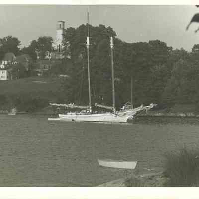 Schooner Eva S. Cullison in Rockport harbor: Copyright: None; Origformat: Print-Photographic
