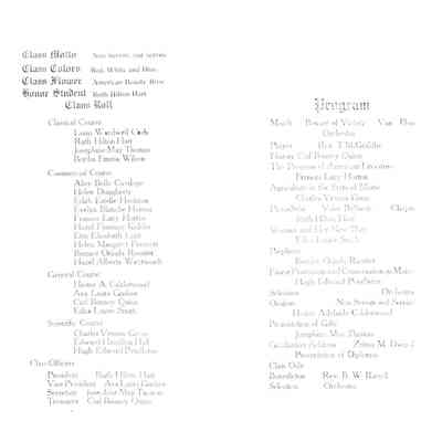 1921 Camden High Graduation Program pg. 2: Origformat: Book; Resolution: 100 dpi