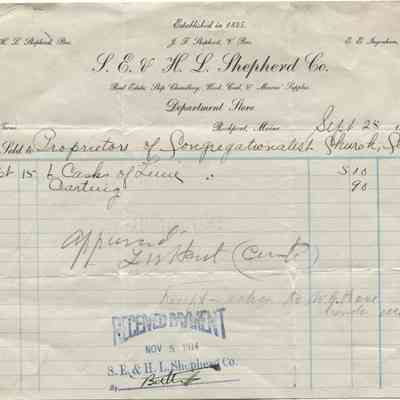 Invoice for lime casks for the Congo Church