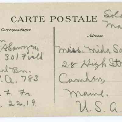 WWI postcard from Percival Sawyer of Camden: Origformat: Other; Resolution: 150