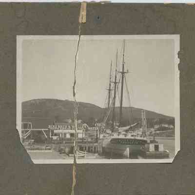 Schooner "Julia Poole" at dock of Bird Bros. & Willey in Camden, Maine