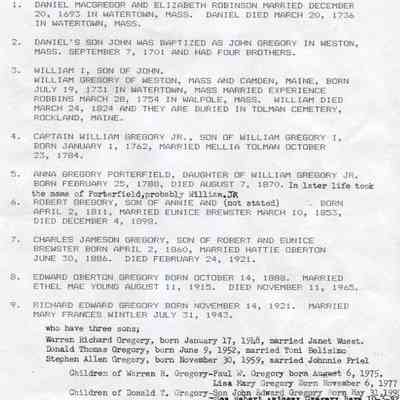 Gregory Genealogy