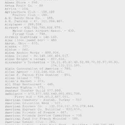 Index to the History of Camden Maine 1907-1950