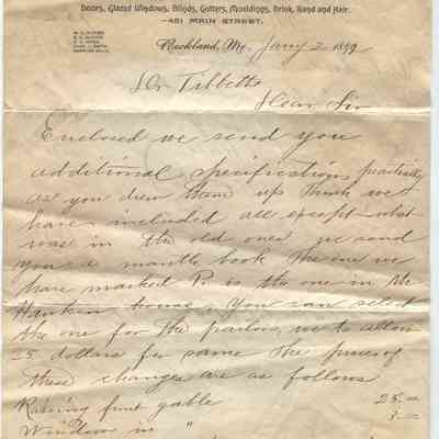 Construction estimate, 1899