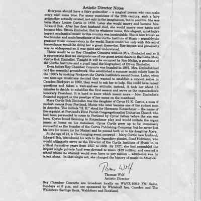 Artistic Director notes