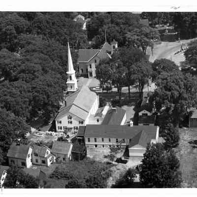 Aerial photo of Elm Street and Congregational Church July 1956
