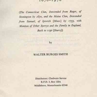 The Sterry Family of America 1670-1970