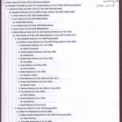 Descendants of Joseph Hardy