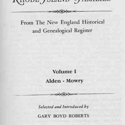 Genealogies of Rhode Island Families, Volume I, Alden - Mowry