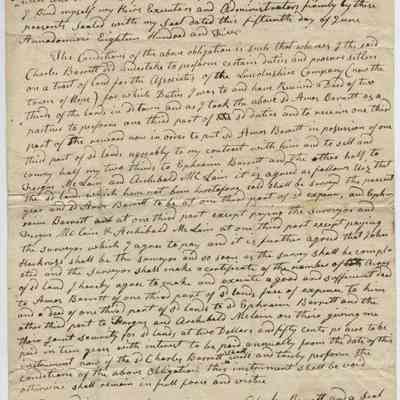 Barrett Collection 006 Deed from Charles Barrett to Amos Barrett et al 1806
