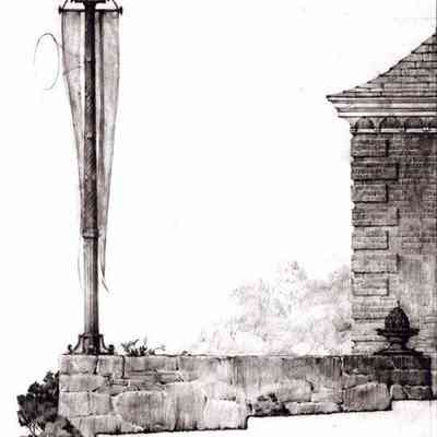 The Library of Camden, Maine - Light Mast and Drinking Fountain