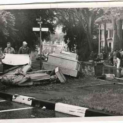Civil War monument hit by car 1968