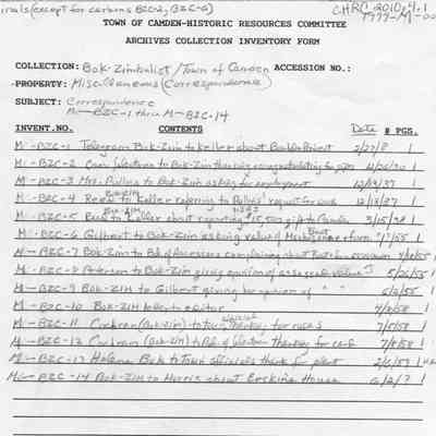 Correspondence of Mary Louise Bok