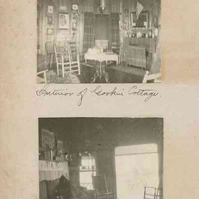 "Interior of Gookin Cottage."; "The Library Corner."