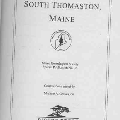 Vital Records of South Thomaston, Maine