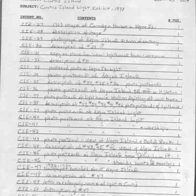 Curtis Island exhibit notebook inventory pg2