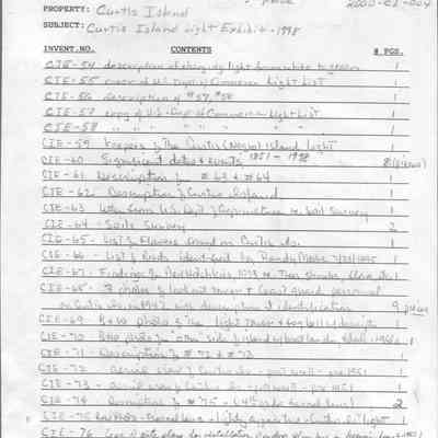 Curtis Island exhibit notebook inventory pg 3
