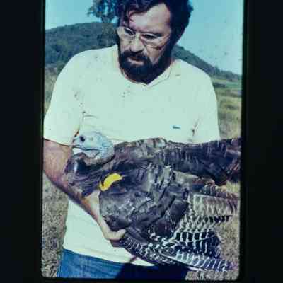 Man holding captured hen