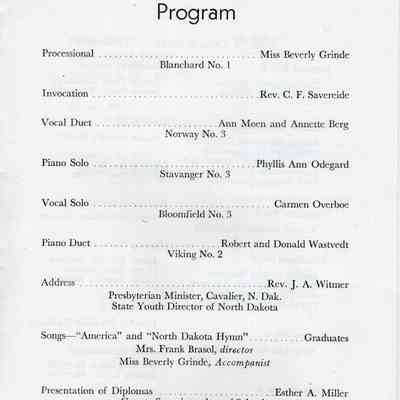 Traill County Rural Schools: 1953 Eighth Grade Graduation program