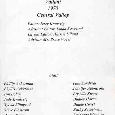 Central Valley High School 1970 Yearbook: Annual staff page