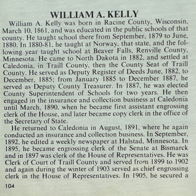 Kelly family: William and Lizzie (Cleveland) Kelly, 1882 pioneers of Caledonia, Traill County, Dakota Territory