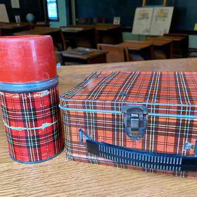 Red Plaid Lunch Box and Thermos