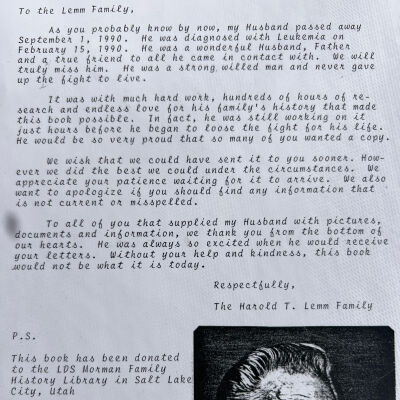Page one of album