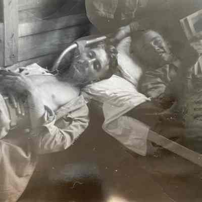 ND Natl. Guard, Company L soldiers Omer Rudrud & Malcolm Larson at Camp Claiborne, LA, 1941