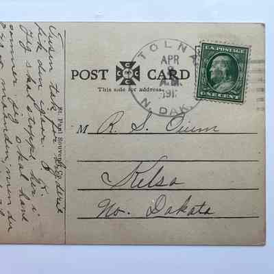 Postcard to Rude Oium, Kelso, ND, from Klaus Strand, Tolna, ND