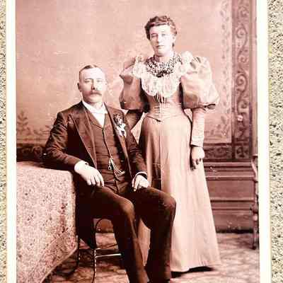 Wedding photo of Mary (Bohnsack) Lindeman & Wm Fruetel