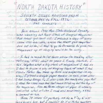 North Dakota History, State Historical Society of North Dakota, Bismarck: Letter of information by Jim Ahrlin, dated 10 March 2022