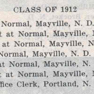 Mayville High School 1912 Class list