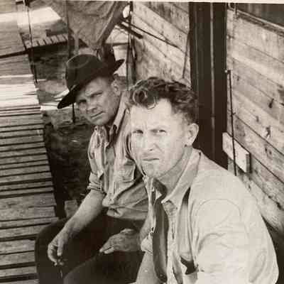 ND Natl. Guard, Company L soldiers Adolph Arneson & Knute Wigestrand at Camp Claiborne, LA, 1941