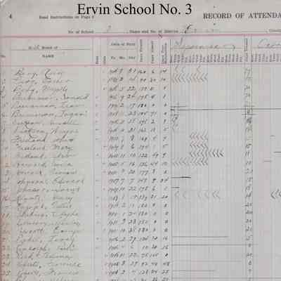 Ervin School No. 3, 1920-1921 Teacher's Register: Student attendances