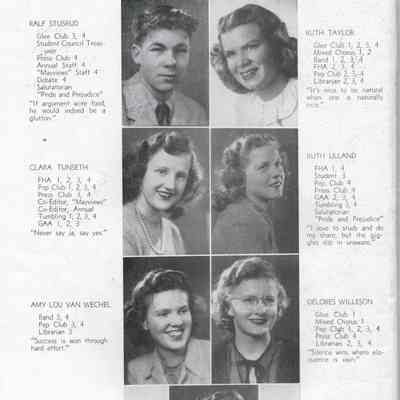 Mayville High School 1947 Yearbook: Senior photos, fifth page