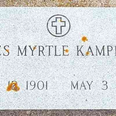 Grave-site photography, courtesy US Find-a-Grave, St. John's Lutheran Cemetery, Hatton, ND.: Grave-marker photo, Agness Myrtle (Monson) Kamphaug