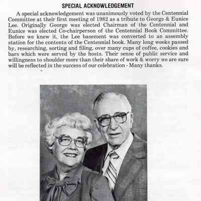 Hendrum Centennial Book, 1882-1982, Special Acknowledgement, page 4