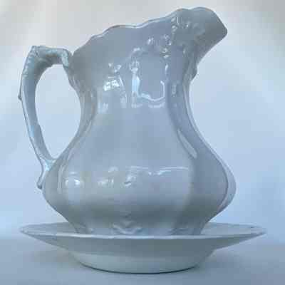 White Ironstone Bowl & Pitcher