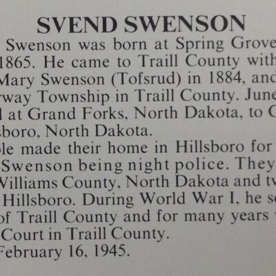 Swenson family: Swen (Svend) and Caroline (Haarstad) Swenson, early residents of Hillsboro, Traill County, North Dakota