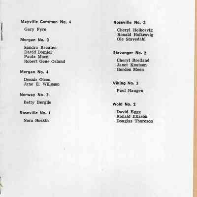 Traill County Rural Schools: 13 June 1958 Eighth Grade Graduates, page 2