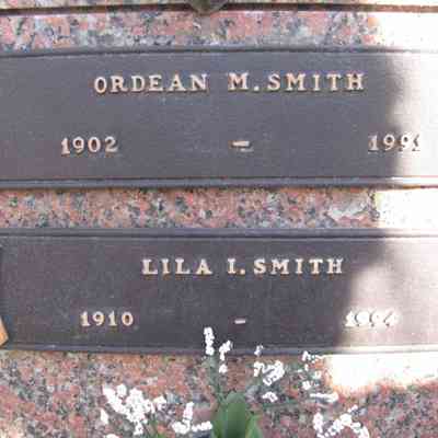 Photo of grave-marker for Ordean M. and Lila I. (Hagen) Smith: Terrace Gardens Cemetery, Billings, Montana, photo courtesy US Find-a-Grave