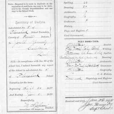 Blanchard School No. 5, 1888 Fall Term: M. A. Johnson, Teacher's Report