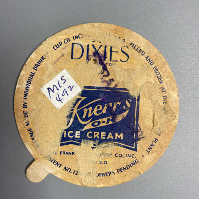 Dixies Kerr's O-K Ice Cream cup cover