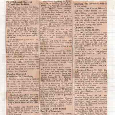 Fargo Forum article: Charles Bohnsack history